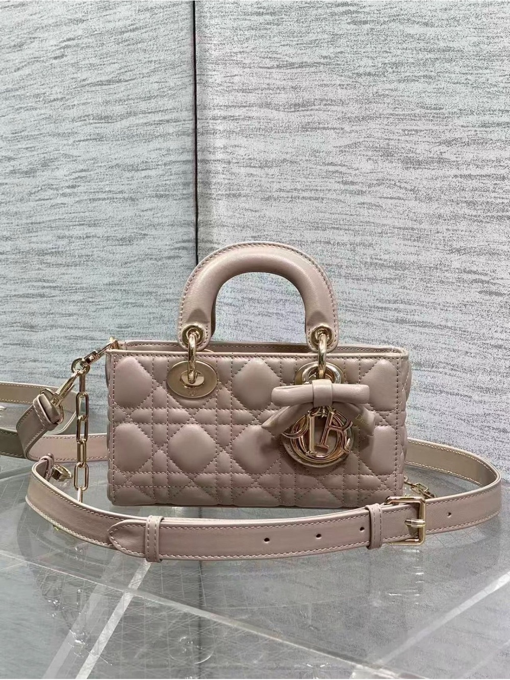 Dior Mini Quilted Top-Handle Bag in Blush